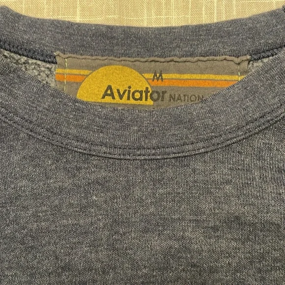 New Aviator Nation Navy Cropped Sweatshirt Size M - Picture 3 of 4